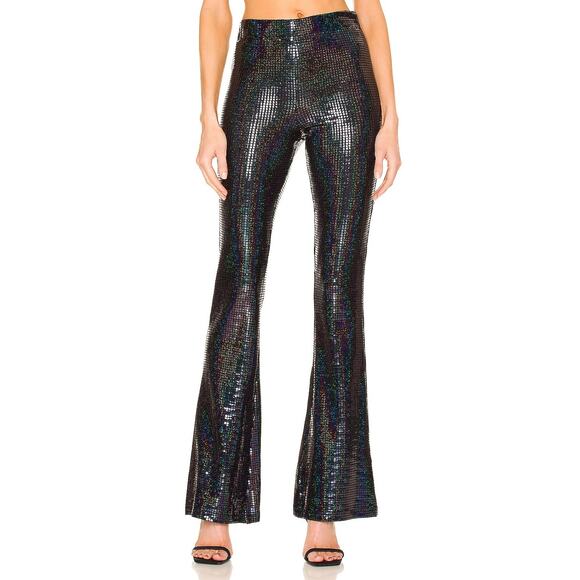 Dodo Bar Or Gabrielle Pants Mirror Sequin Size IT 42 EU 38 US XS Black Shimmer - Picture 3 of 10